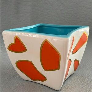 Abstract Orange and Blue Ceramic Vase